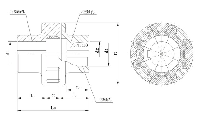 梅花聯(lián)軸器設計圖